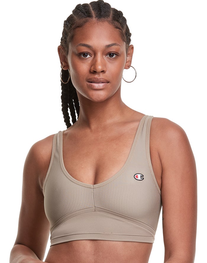 Champion Ribbed Cropped Kadın Kolsuz Tişört Zeytin Yeşili ( SOTRWE720 )